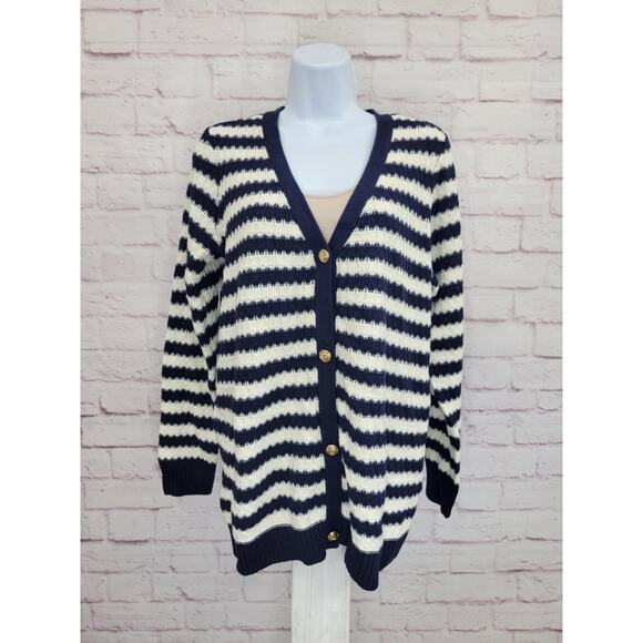 XLARGE NAVY A632088 Joan Rivers Honeycomb Stripe Button-Front Cardigan - Picture 1 of 1